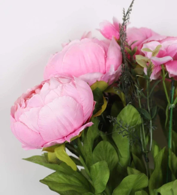 Nettenevime Yapay Çiçek Şakayık 5 Kafalı Büyük Boy Demet İpek Kumaş PEMBE - Resim 2