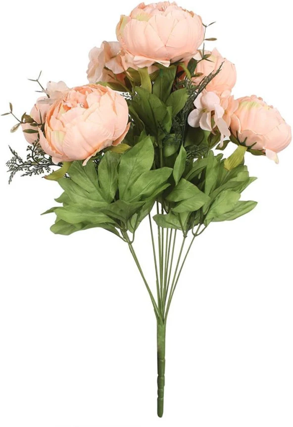 Nettenevime Yapay Çiçek Şakayık 5 Kafalı Büyük Boy Demet İpek Kumaş SOMON - 6