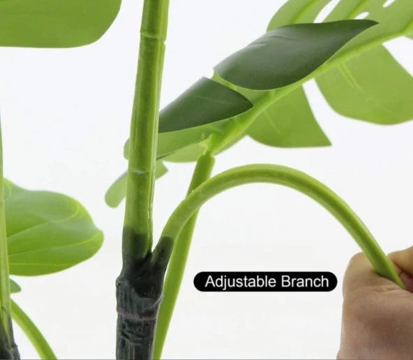 Nettenevime Yapay Çiçek Monstera Deve Tabanı Siyah Saksılı Salon Çiçeği 12 Yaprak - Resim 3