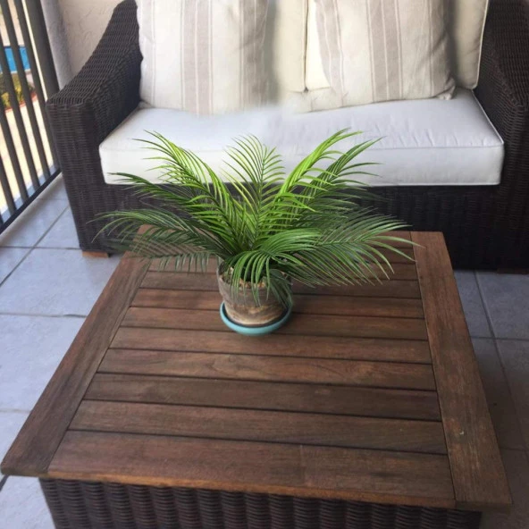 Nettenevime Yapay Çiçek Palmiye Metal Mat Siyah Saksılı Areka Yapay Bitki Salon Çiçeği 9 Yaprak - Resim 4