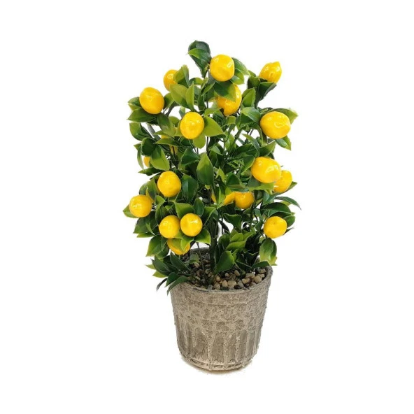 Nettenevime Yapay Çiçek Gri Seramik Saksıda Limon Ağacı ürün görseli