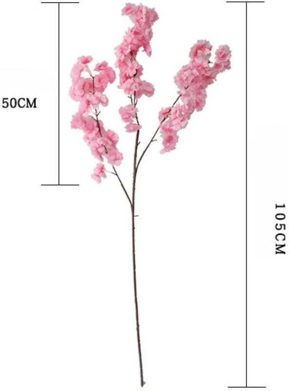 Nettenevime Yapay Çiçek Bahar Dalı Japon Kiraz Çiçeği 90 cm KOYU PEMBE - Resim 2