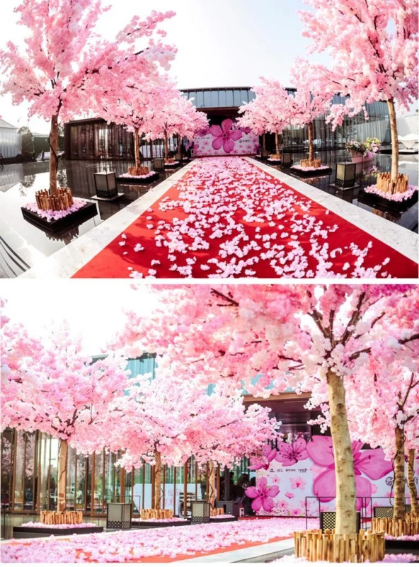 Nettenevime Yapay Çiçek Bahar Dalı Japon Kiraz Çiçeği 90 cm KOYU PEMBE - Resim 4