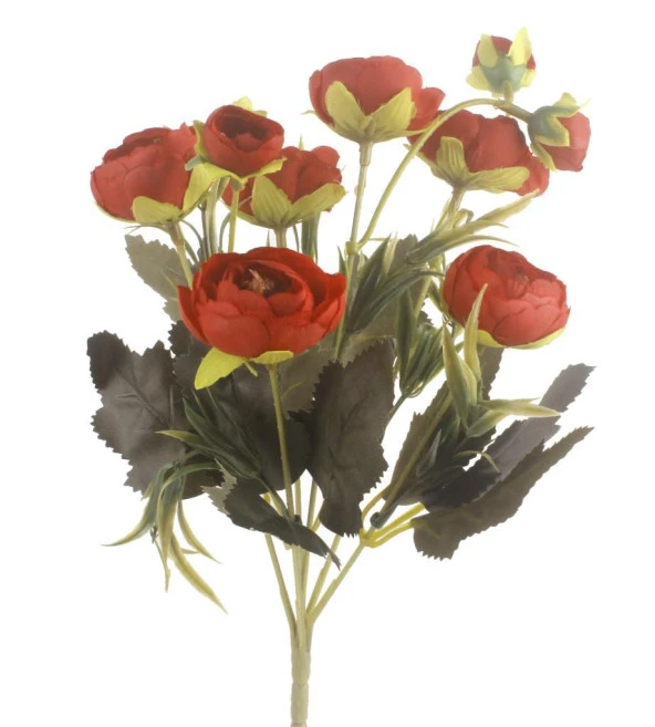 Nettenevime Yapay Çiçek Erengül Yapay Gül Demeti 6 Çiçekli KIRMIZI - Resim 2