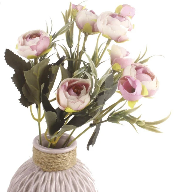 Nettenevime Yapay Çiçek Erengül Yapay Gül Demeti 6 Çiçekli AÇIK PEMBE - Resim 3