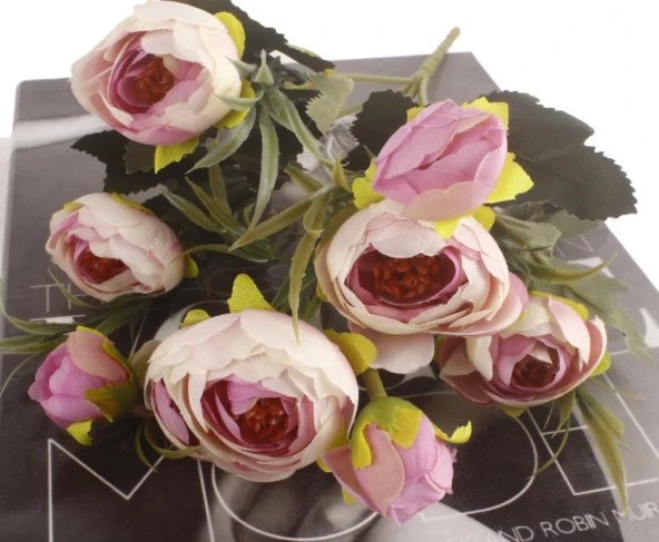 Nettenevime Yapay Çiçek Erengül Yapay Gül Demeti 6 Çiçekli AÇIK PEMBE - Resim 4