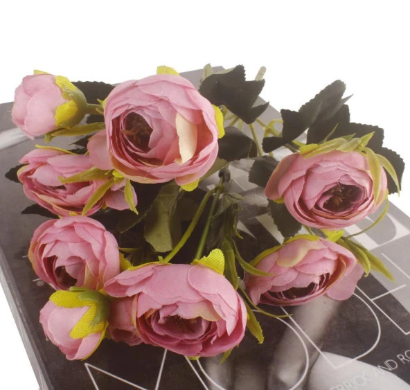 Nettenevime Yapay Çiçek Erengül Yapay Gül Demeti 6 Çiçekli PEMBE - Resim 4