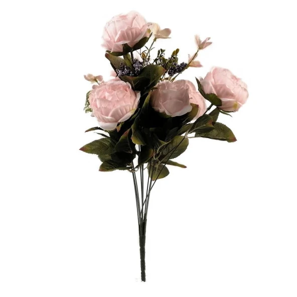 Nettenevime Yapay Çiçek Pembe Açık Renkli 7 Kafalı Eren Gül Demeti Büyük Boy - Resim 2