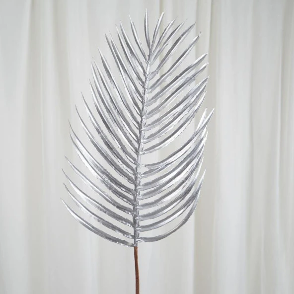 Nettenevime Yapay Çiçek Palmiye Yaprağı Gümüş Silver Renk 3 ADET Yapay Yaprak - Resim 3