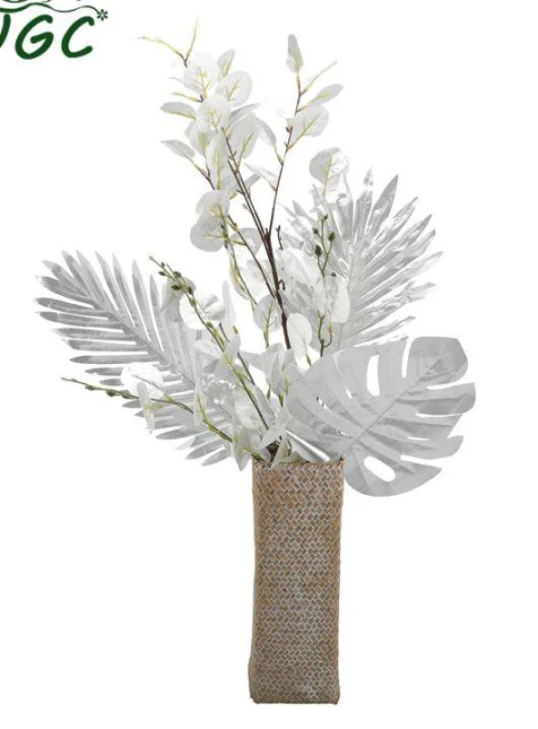 Nettenevime Yapay Çiçek Palmiye Yaprağı Gümüş Silver Renk 3 ADET Yapay Yaprak - Resim 7