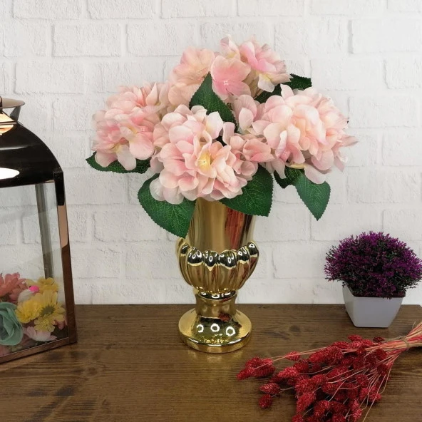 Nettenevime Yapay Çiçek Ortanca Demeti Pembe Açık 5 Kafalı Büyük Boy 43 cm - Resim 3