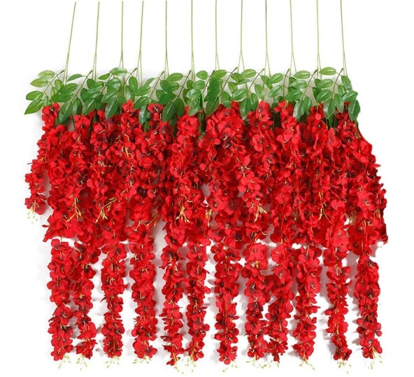 Nettenevime Sarkan Yapay Çiçek Akasya KIRMIZI 80 cm 3 Sarkan Dallı 12 ADET BAĞ