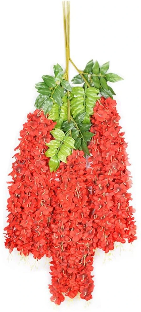 Nettenevime Sarkan Yapay Çiçek Akasya KIRMIZI 80 cm 3 Sarkan Dallı 12 ADET BAĞ - Resim 2