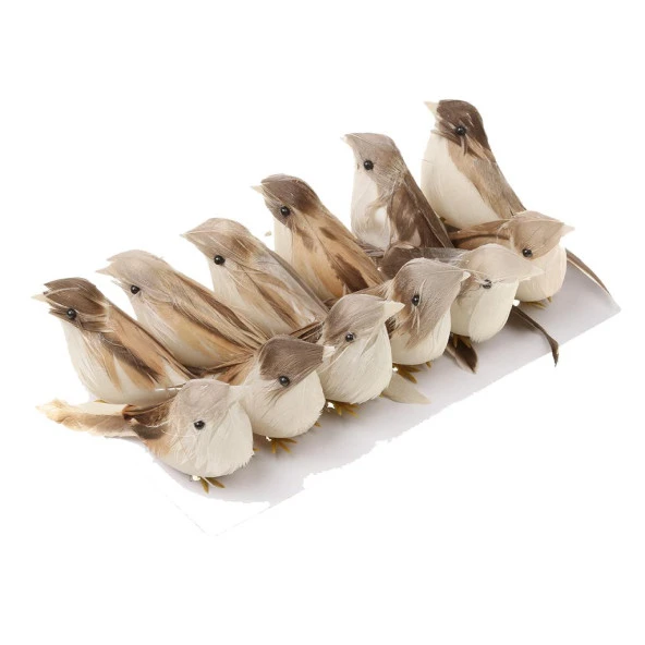 Nettenevime Yapay Kuş Serçe 10 cm 12 adet li Kutu - Resim 3