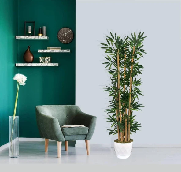 Nettenevime Yapay Bambu Ağacı 5 Sopalı 150 cm Yoğun Yapraklı - Resim 2