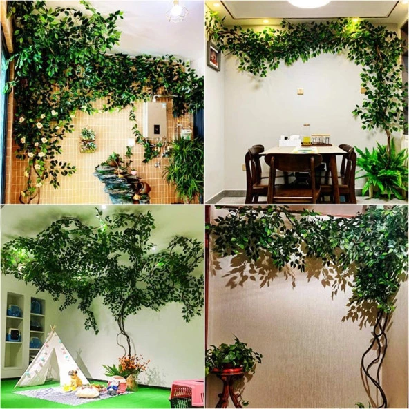 Nettenevime Yapay Çiçek 12 Adet Benjamin Yaprağı Yeşil Ağaç Yaprağı - 7