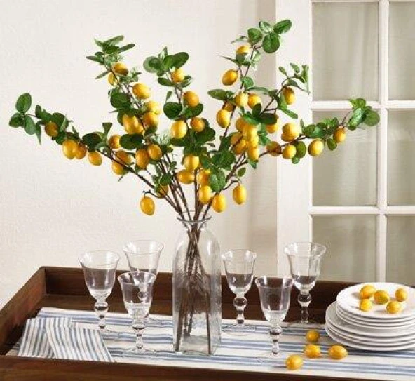 Nettenevime Yapay Limon Dalı 100cm Yapay Çiçek Limon Ağacı Dalı - Resim 2