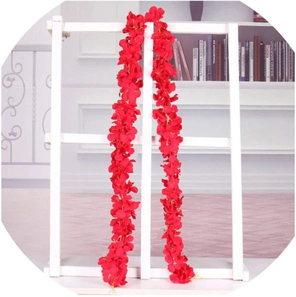 Nettenevime Yapay Çiçek Dolanan Sarkan Ortanca Çiçekli 100 cm KIRMIZI - Resim 2