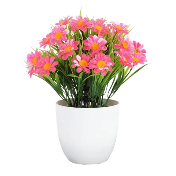 Nettenevime 6lı Set Yapay Çiçek Papatya Beyaz Saksıda Karışık Renkler - Resim 4
