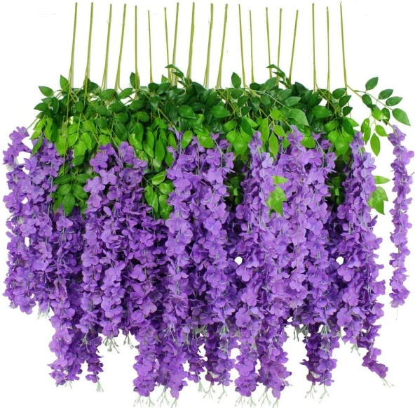 Nettenevime Sarkan Yapay Çiçek Akasya MOR KOYU 80 cm 3 Sarkan Dallı 12 ADET BAĞ
