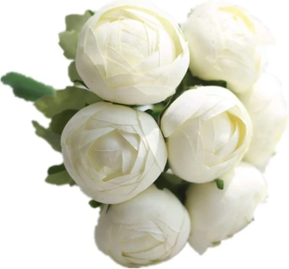 Nettenevime Yapay Çiçek 10lu Beyaz Şakayık Demeti Erengül Gelin Buketi Çiçeği - 5