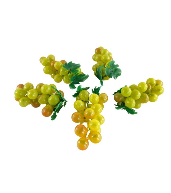 Nettenevime Yapay Meyve 5 Adet Yeşil Üzüm Küçük Boy Süs Dekoratif Sahte Meyve - 8