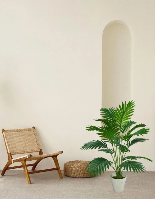 Nettenevime Yapay Ağaç Salon Bitkisi Areka Palmiye Krem Saksıda 83cm 18 Yaprak Plastik - 3