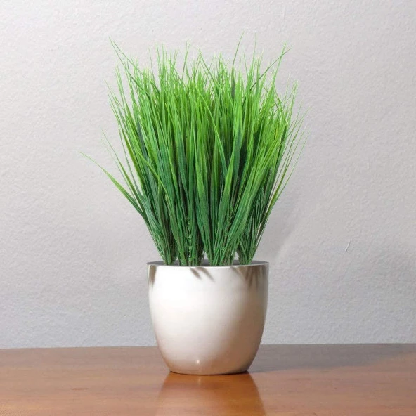 Nettenevime Yapay Çiçek Saz Demet 10 ADET Garnitür Yeşil Aradal Dekoratif Yapay Bitki - Resim 2