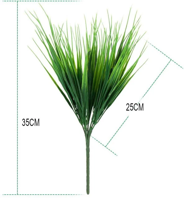 Nettenevime Yapay Çiçek Saz Demet 10 ADET Garnitür Yeşil Aradal Dekoratif Yapay Bitki - Resim 3