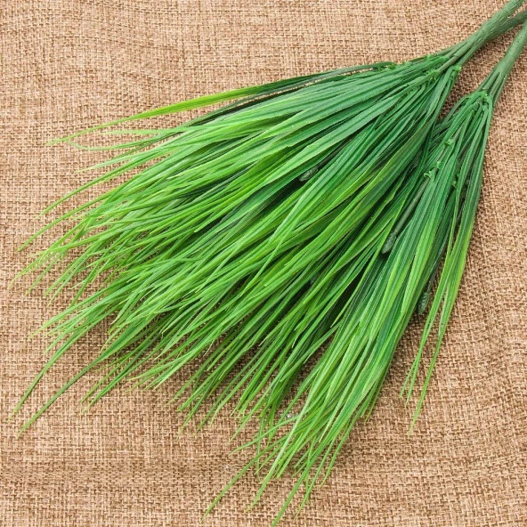 Nettenevime Yapay Çiçek Saz Demet 10 ADET Garnitür Yeşil Aradal Dekoratif Yapay Bitki - Resim 8