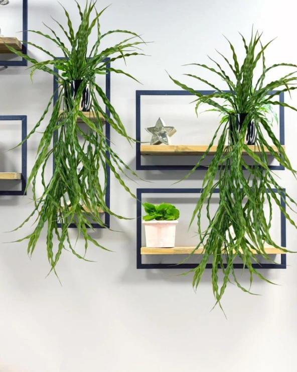 Nettenevime Yapay Çiçek Saksıda Sarkan Yeşil Kıvrımlı Saz 90cm - 4