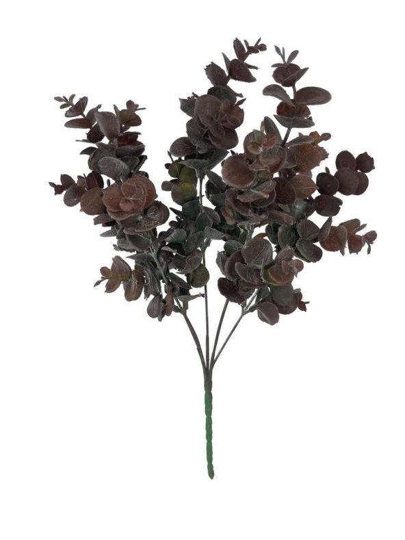 Nettenevime Yapay Çiçek Okaliptus Şimşir Demeti Pudralı Pastel Kahverengi Garnitür Aradal Dekoratif Yapay Bitki - Resim 2