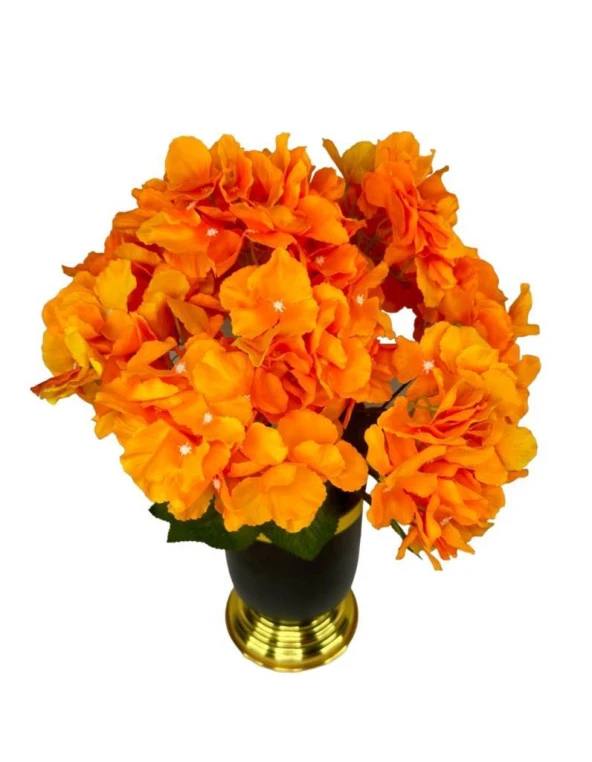 Nettenevime Yapay Çiçek Somon Ortanca Aranjmanı Siyah Gold Vazolu Masa Üstü Çiçeği Arajman - 2