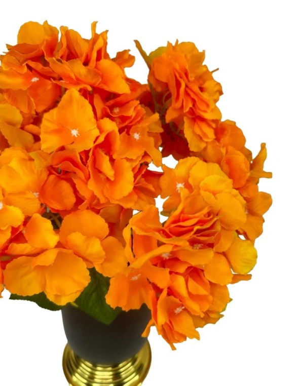 Nettenevime Yapay Çiçek Somon Ortanca Aranjmanı Siyah Gold Vazolu Masa Üstü Çiçeği Arajman - 5