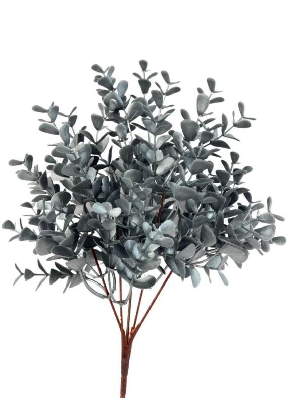 Nettenevime Yapay Çiçek Gümüş Renk Büyük Okaliptus Şimşir Demeti Garnitür Aradal Dekoratif Yapay Bitki - Resim 2