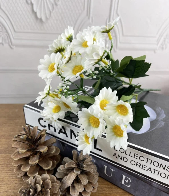 Nettenevime Yapay Çiçek Beyaz Papatya Gerçek Görünümlü A Kalite - Resim 8