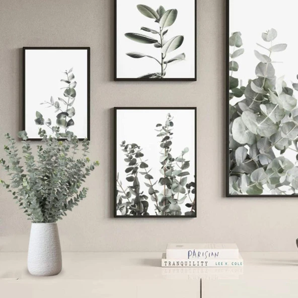 Nettenevime Yapay Çiçek Pastel Yeşil Okaliptus 3Dallı Uzun Dal 76cm Eucalyptus - Resim 4