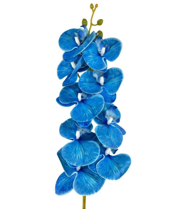 Nettenevime Yapay Çiçek İndigo Mavi Islak Orkide Uzun Dal 90 cm Orkide