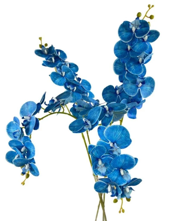 Nettenevime Yapay Çiçek İndigo Mavi Islak Orkide Uzun Dal 90 cm Orkide - 4