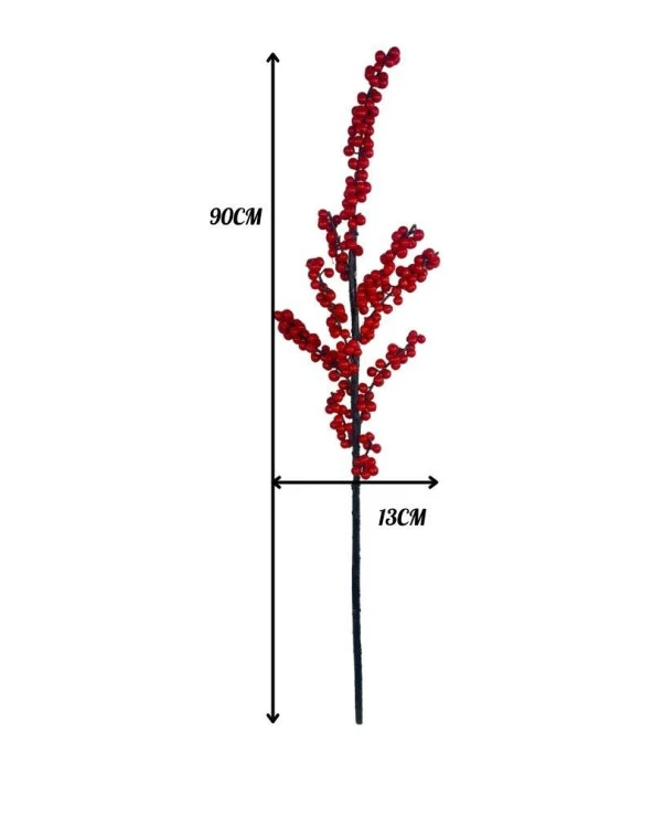 Nettenevime Yapay Çiçek Kokina Uzun Dal 90cm Yılbaşı Çiçeği Red Berry - Resim 4