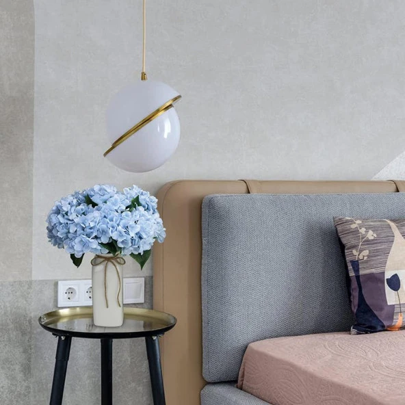 Nettenevime Yapay Çiçek Ortanca Çiçeği Demeti 43 cm Mavi Açık - Resim 3