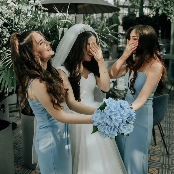 Nettenevime Yapay Çiçek Ortanca Çiçeği Demeti 43 cm Mavi Açık - Resim 4