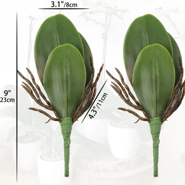 Nettenevime 2li Set Yapay Çiçek Orkide Yaprağı Doğal Görünüm - Resim 5
