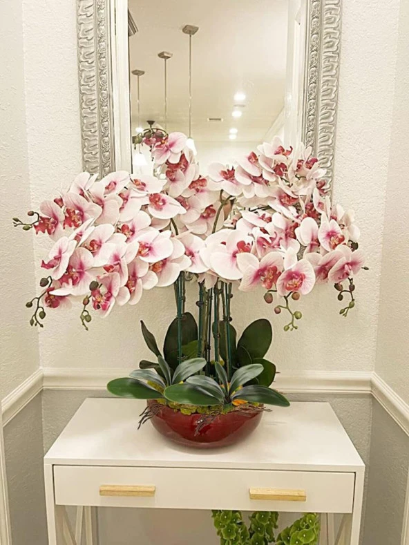 Nettenevime 2li Set Yapay Çiçek Orkide Yaprağı Doğal Görünüm - Resim 6