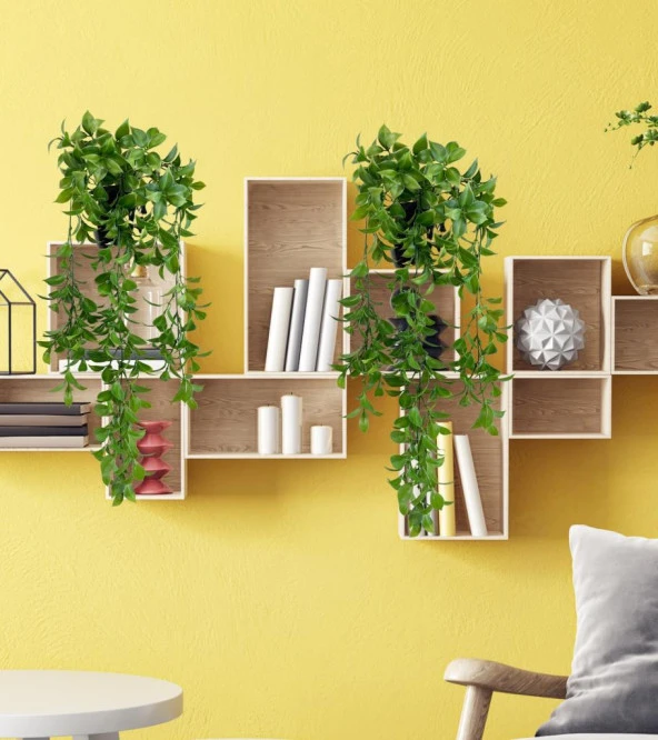 Nettenevime Yapay Çiçek Saksıda Sarkan Fejka Yeşil Limon Yaprağı Yapay Sarmaşık 60cm - Resim 3