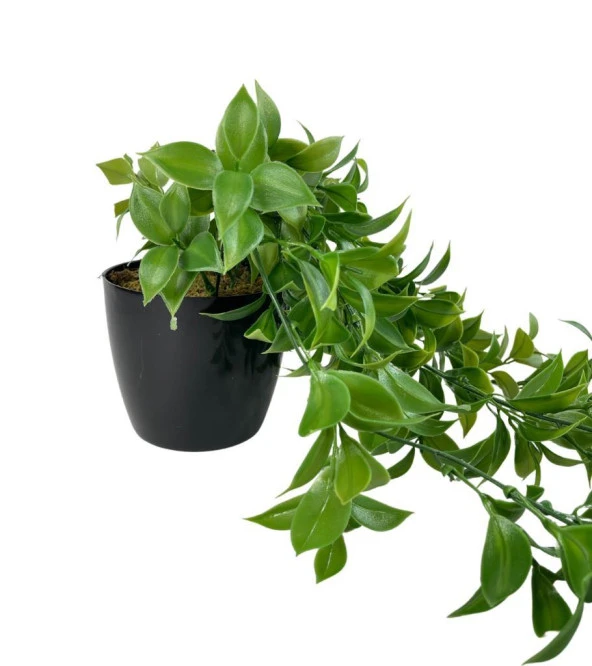 Nettenevime Yapay Çiçek Saksıda Sarkan Fejka Yeşil Limon Yaprağı Yapay Sarmaşık 60cm - Resim 5