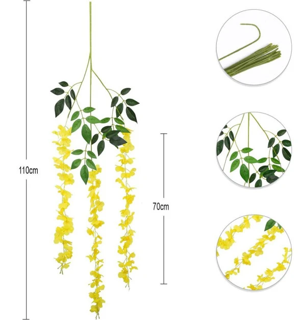 Nettenevime Yapay Çiçek Sarkan 3 Dallı Akasya 90cm SARI - Resim 2