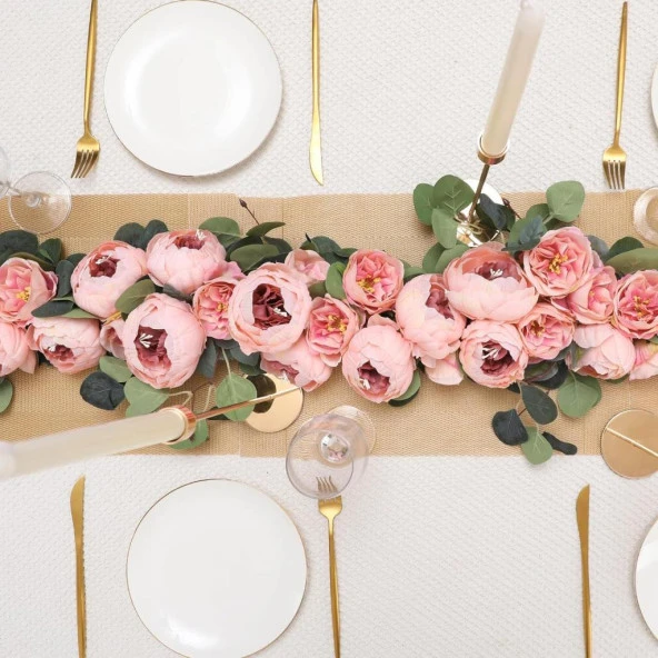 Nettenevime Yapay Çiçek Sarkan Ve Dolanan Somon Pembe Şakayık Okaliptus Yapay Sarmaşık Masa Çiçeği - Resim 10