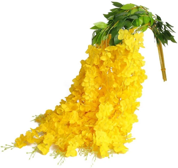 Nettenevime Sarkan Yapay Çiçek Akasya Sarı Renk 80 cm 3 Sarkan Dallı 12 ADET BAĞ - Resim 5