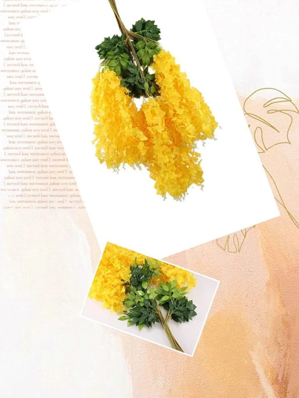 Nettenevime Sarkan Yapay Çiçek Akasya Sarı Renk 80 cm 3 Sarkan Dallı 12 ADET BAĞ - Resim 8